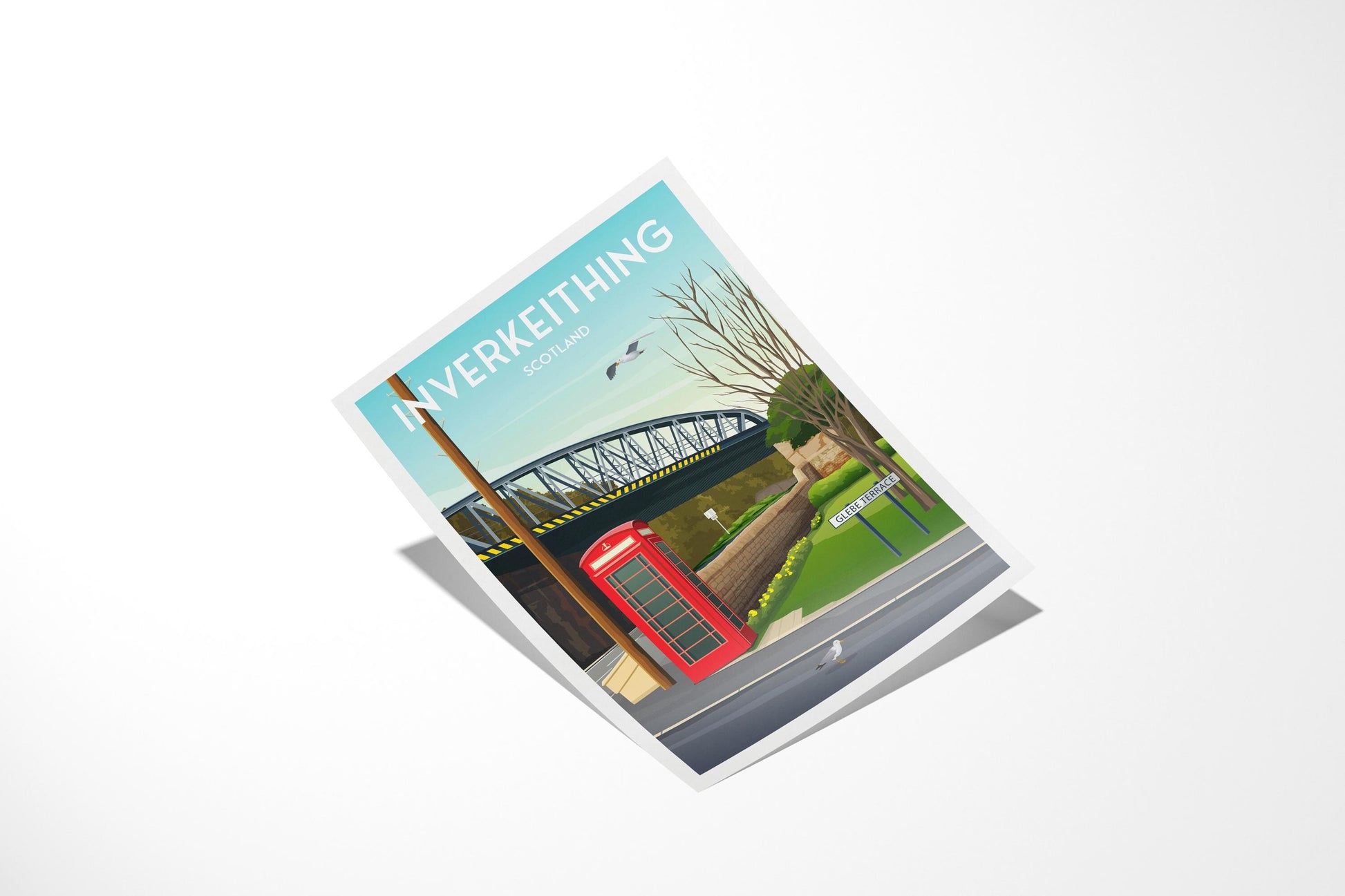Inverkeithing Travel Poster – Glebe Terrace & Railway Bridge – A4 to A1 Wall Art Print