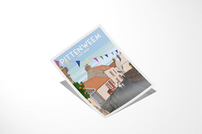 Pittenweem Travel Poster – St Fillan’s Cave View – A4 - A1 Print – East Neuk of Fife