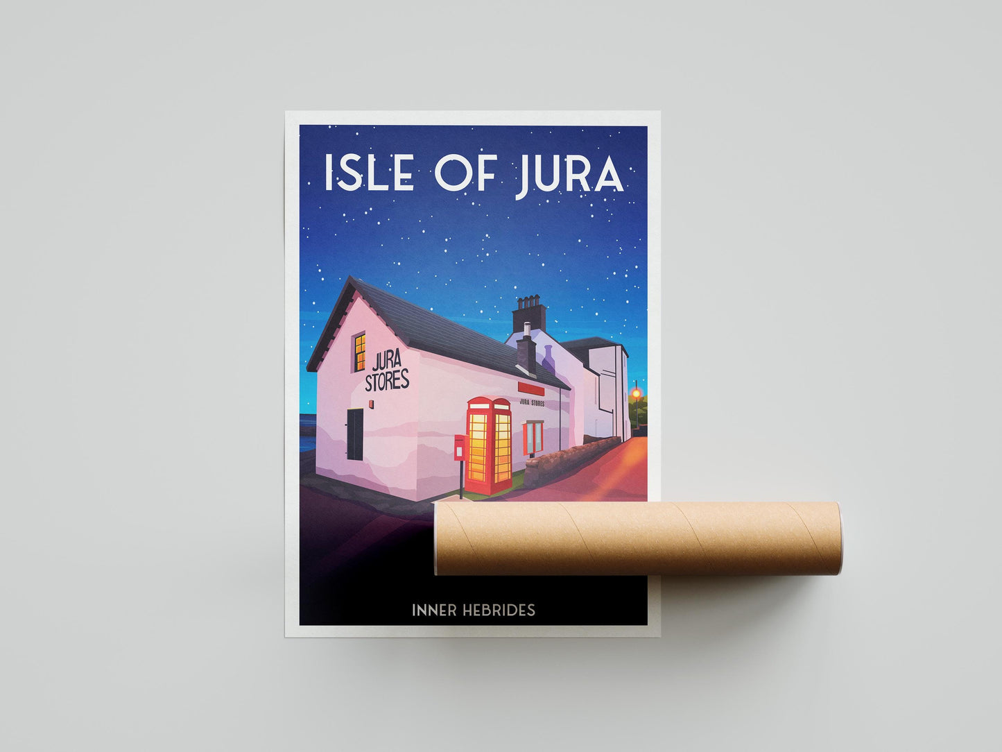 Isle of Jura Travel Poster – Jura Stores, Inner Hebrides (Unframed Art Print)