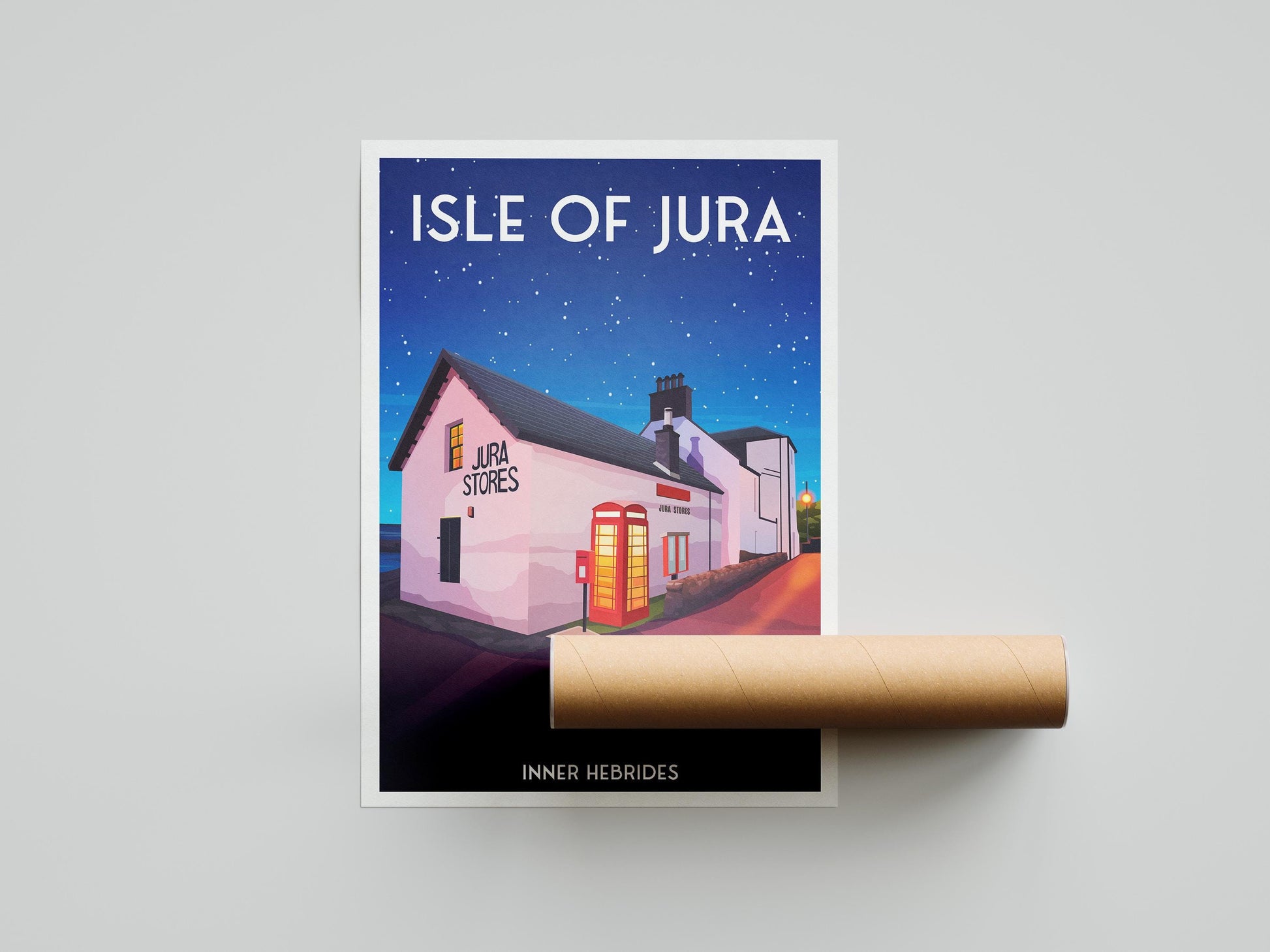 Isle of Jura Travel Poster – Jura Stores, Inner Hebrides (Unframed Art Print)