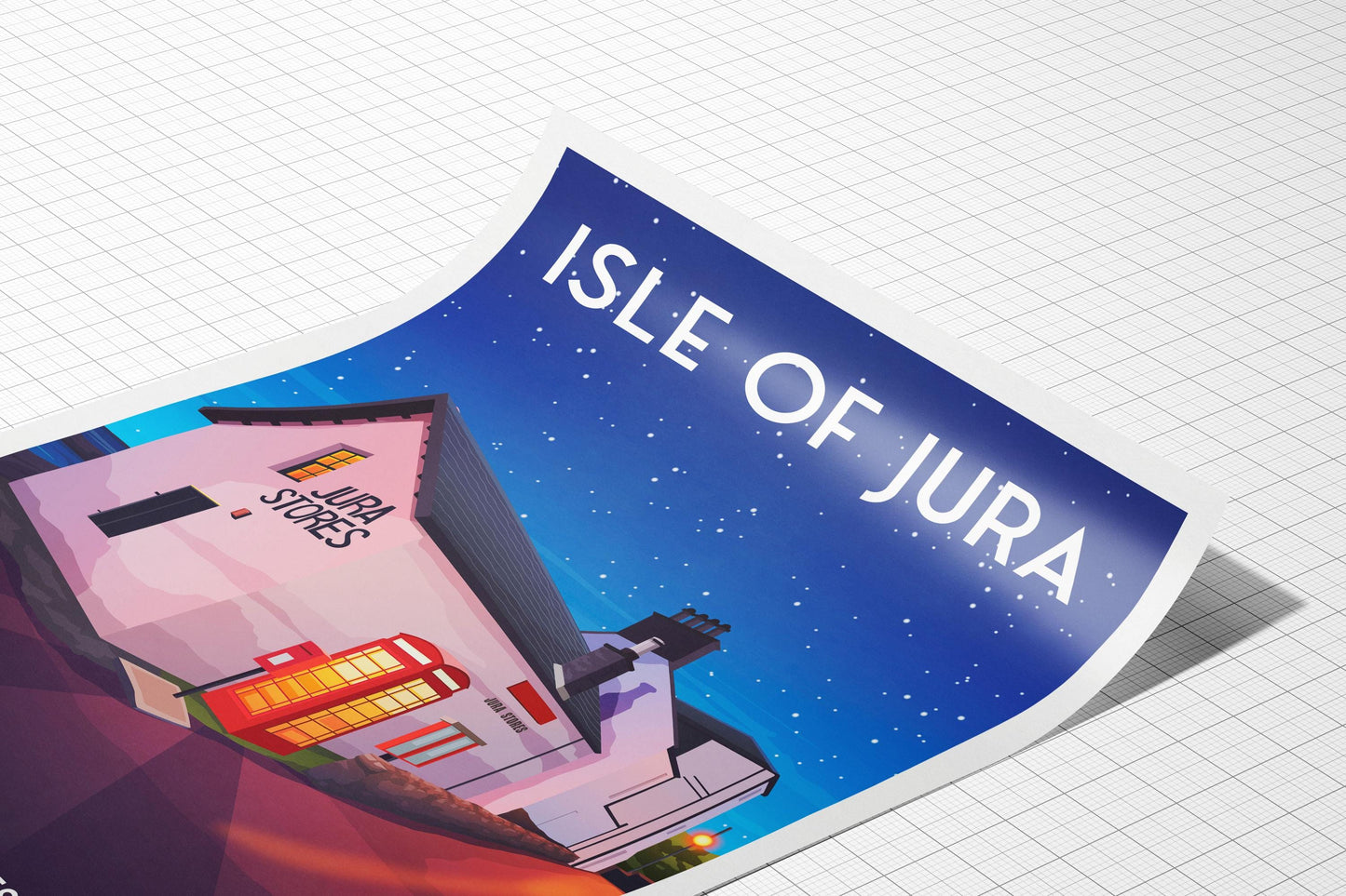 Isle of Jura Travel Poster – Jura Stores, Inner Hebrides (Unframed Art Print)