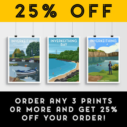 Inverkeithing Bay – Coastal Travel Poster Print - Fife - Scotland