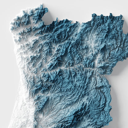 Portugal Map Wall Art Print – Modern Topographic Poster of Portugal – A4 to A2 Unframed
