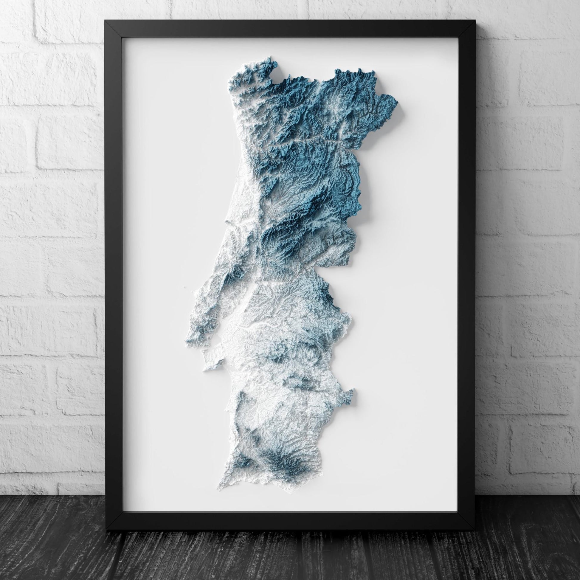 Portugal Map Wall Art Print – Modern Topographic Poster of Portugal – A4 to A2 Unframed