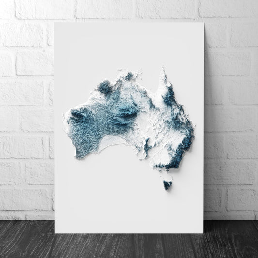 Australia Map Wall Art – Modern Topographic Print – A4 to A2 Unframed Poster