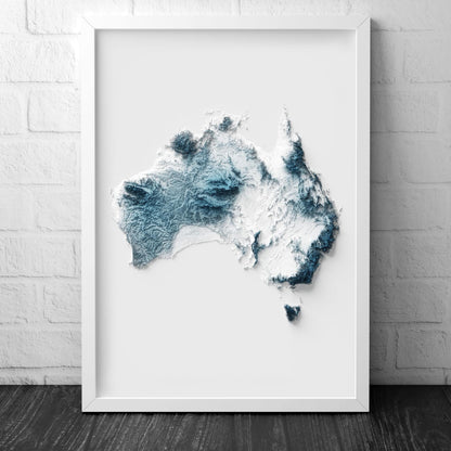 Australia Map Wall Art – Modern Topographic Print – A4 to A2 Unframed Poster