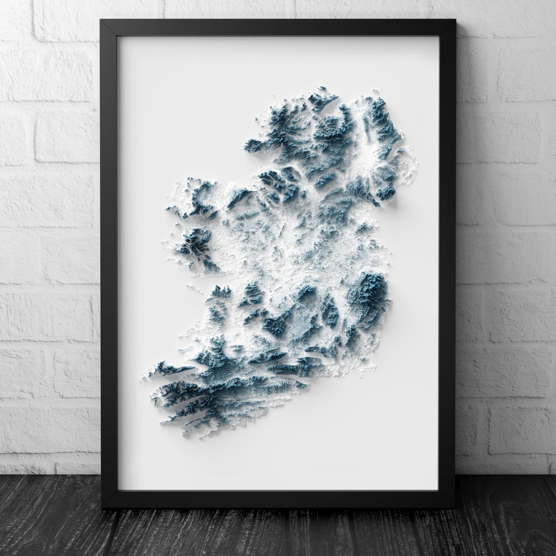 Ireland 3D Relief Map Wall Art Print – Modern Topographic Poster – A4 to A2 Unframed