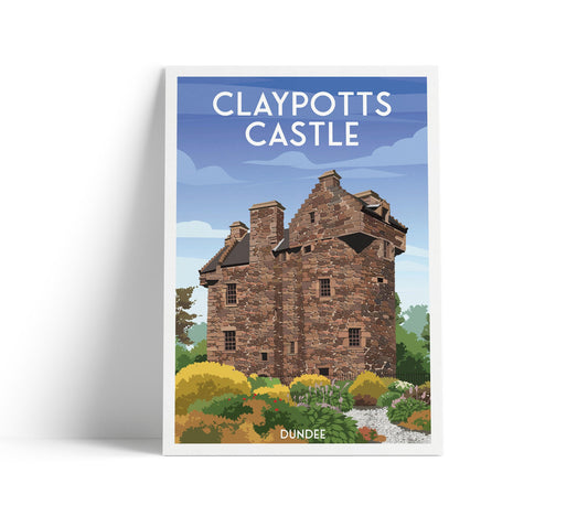 Claypotts Castle Travel Poster – Dundee Wall Art Print (A4 to A1, Matt or Satin)