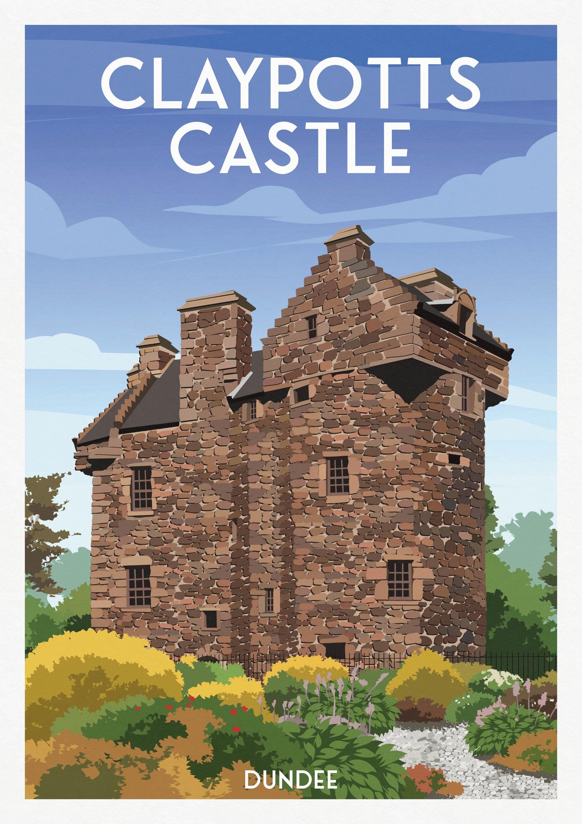 Claypotts Castle Travel Poster – Dundee Wall Art Print (A4 to A1, Matt or Satin)