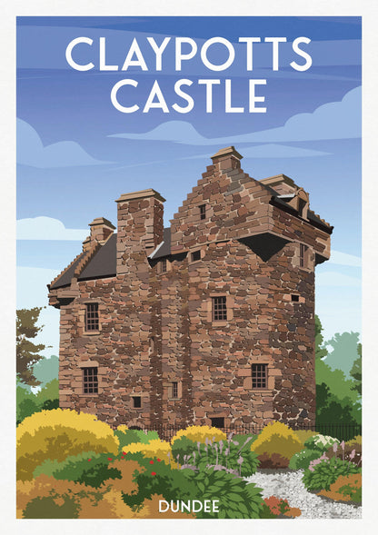 Claypotts Castle Travel Poster – Dundee Wall Art Print (A4 to A1, Matt or Satin)