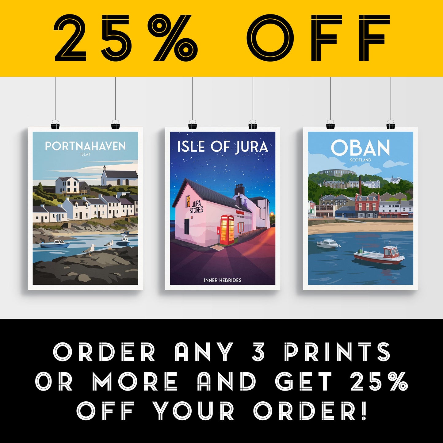 Isle of Jura Travel Poster – Jura Stores, Inner Hebrides (Unframed Art Print)
