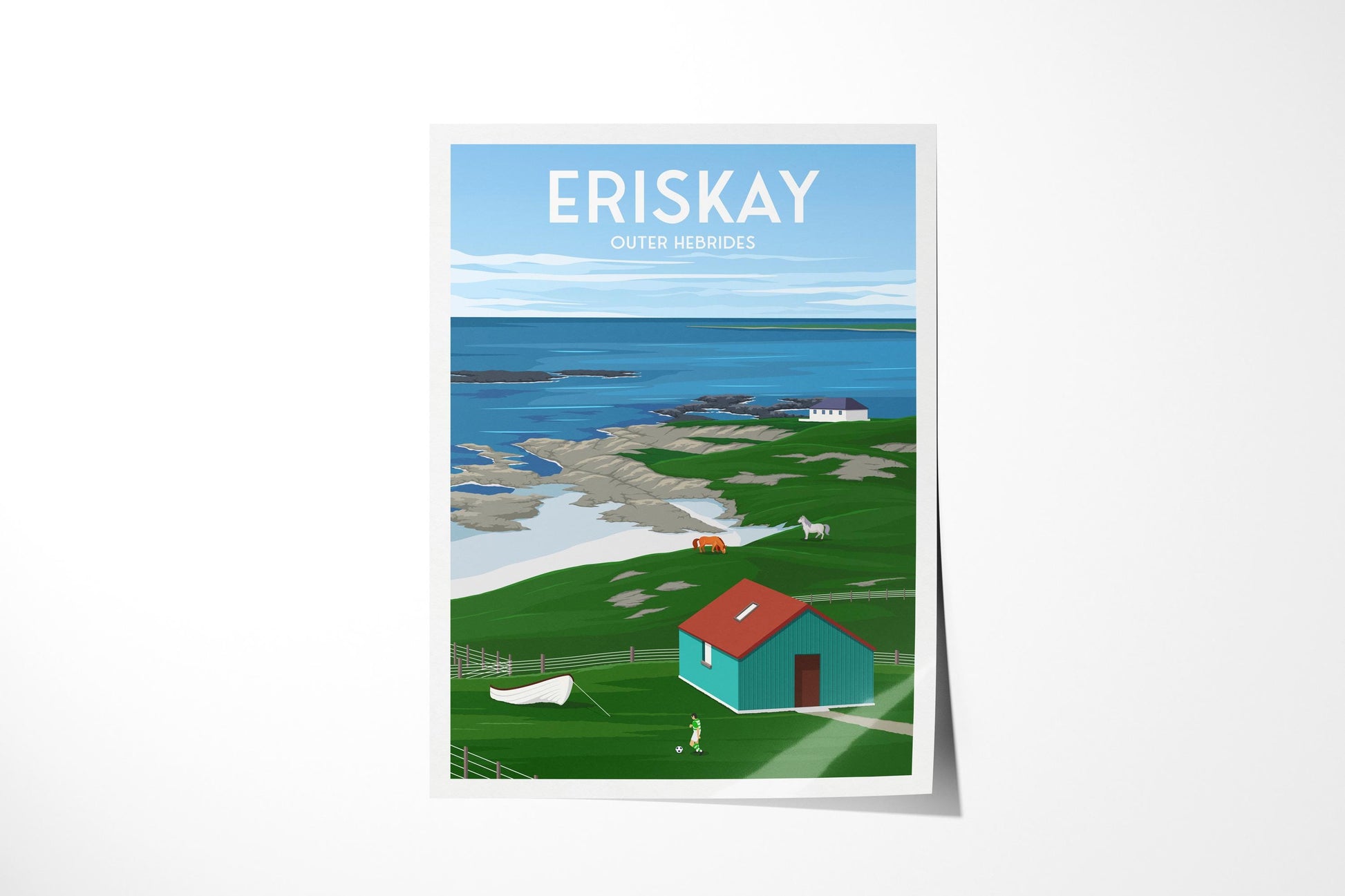 Eriskay Travel Poster – Outer Hebrides Wall Art Print | A4–A1 | Matt or Satin Finish