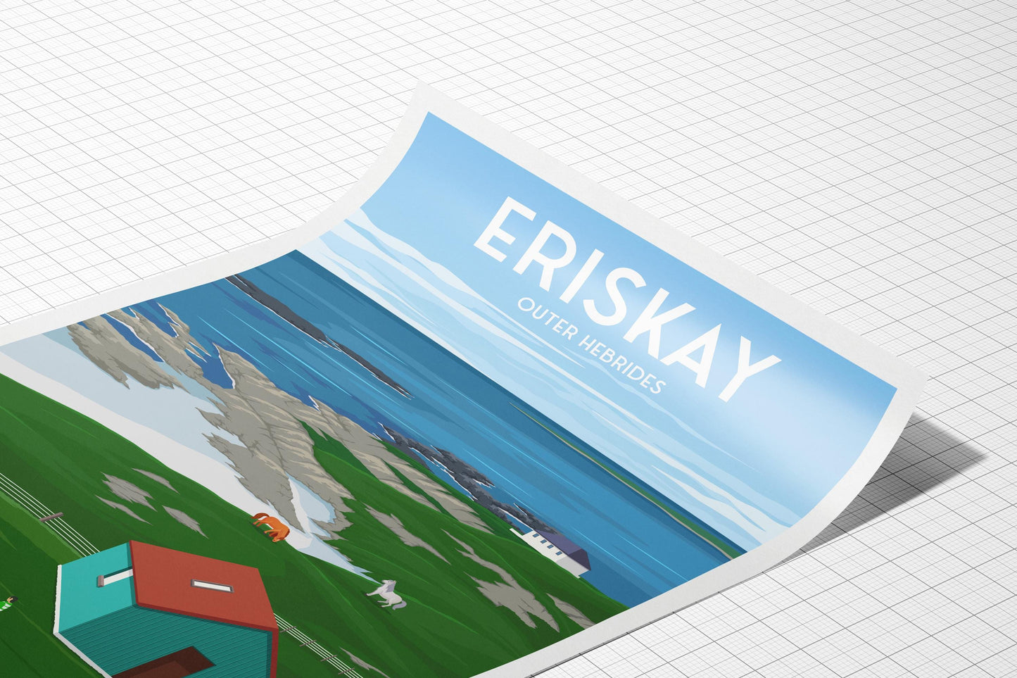 Eriskay Travel Poster – Outer Hebrides Wall Art Print | A4–A1 | Matt or Satin Finish