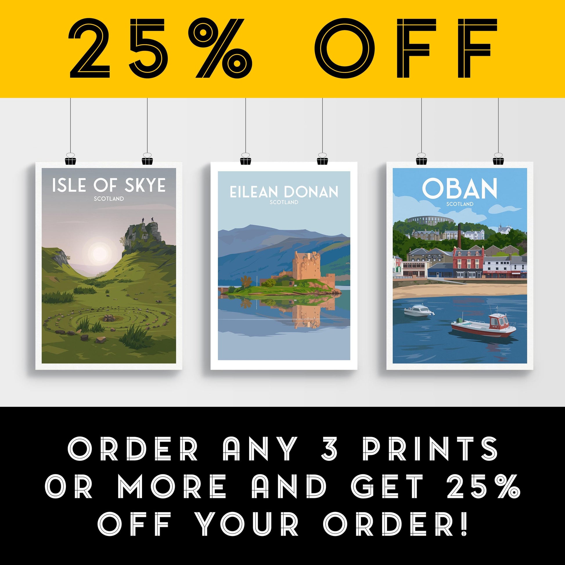 Eilean Donan Castle Travel Poster | Scotland Wall Art Print | A4 – A1 Sizes | Matt or Satin Finish