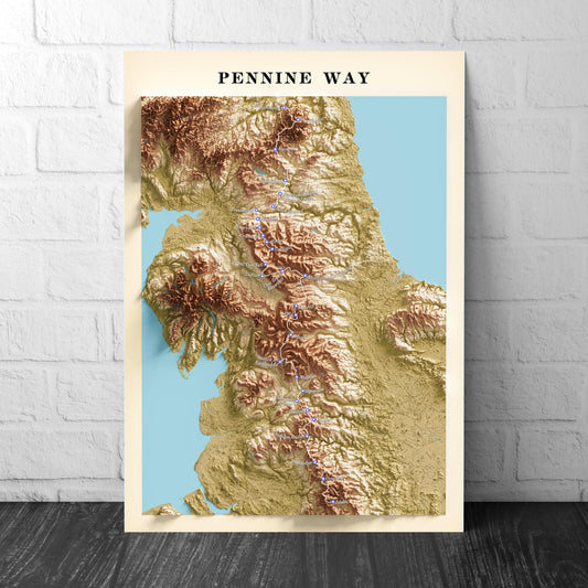 Pennine Way Map Wall Art Print – A4 to A1 Satin Poster