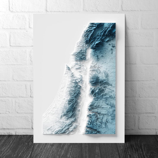 Israel 3D Relief Map Wall Art – Modern Topographic Poster – A4 to A2 Unframed Print