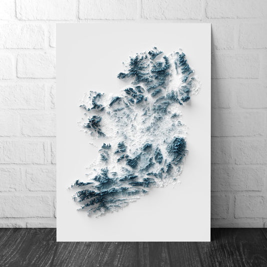 Ireland 3D Relief Map Wall Art Print – Modern Topographic Poster – A4 to A2 Unframed