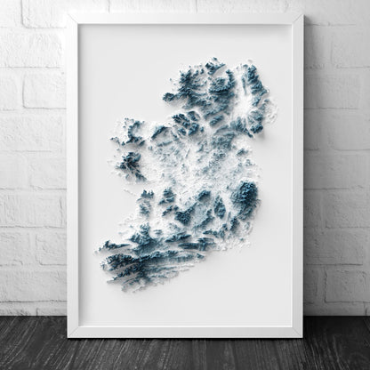 Ireland 3D Relief Map Wall Art Print – Modern Topographic Poster – A4 to A2 Unframed