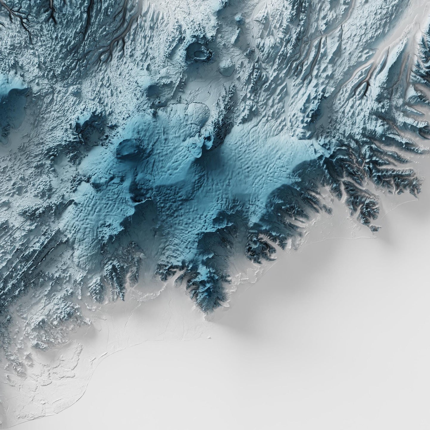 Iceland Art Relief Map - Iceland Geology - 2D Shaded Relief Map - retro map - kopavogur - Reykjavik - Icelandic Art