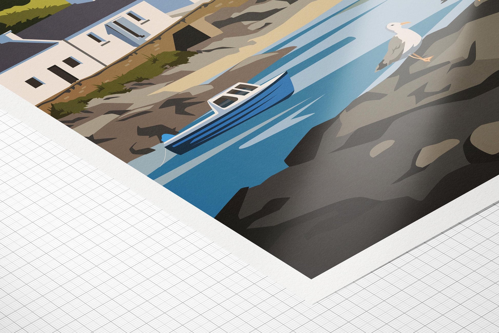 Portnahaven Islay Travel Poster | Coastal Wall Art Print of Scotland | A4 A3 A2 A1 | Matt or Satin Finish