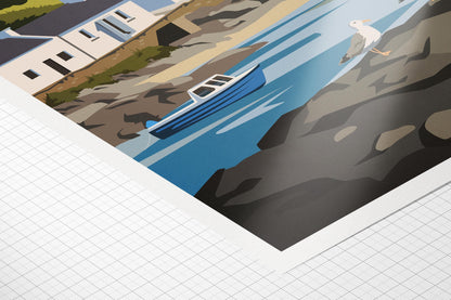 Portnahaven Islay Travel Poster | Coastal Wall Art Print of Scotland | A4 A3 A2 A1 | Matt or Satin Finish