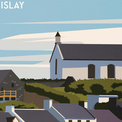 Portnahaven Islay Travel Poster | Coastal Wall Art Print of Scotland | A4 A3 A2 A1 | Matt or Satin Finish
