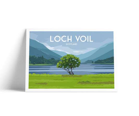 Loch Voil Travel Poster – Scenic Scotland Wall Art Print (A4–A1) | Matt or Satin Finish