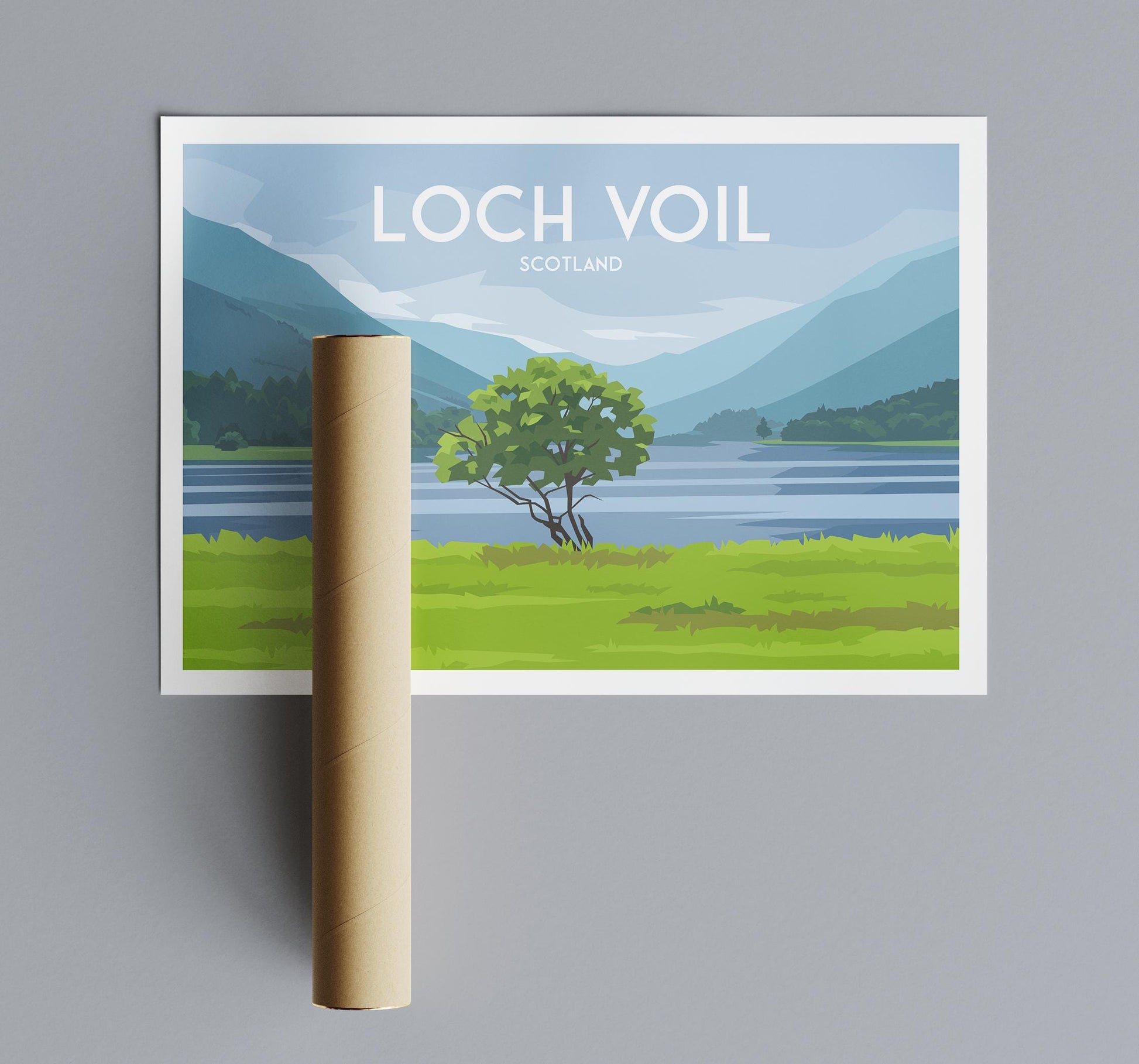Loch Voil Travel Poster – Scenic Scotland Wall Art Print (A4–A1) | Matt or Satin Finish