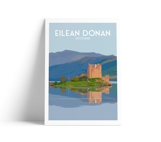 Eilean Donan Castle Travel Poster | Scotland Wall Art Print | A4 – A1 Sizes | Matt or Satin Finish