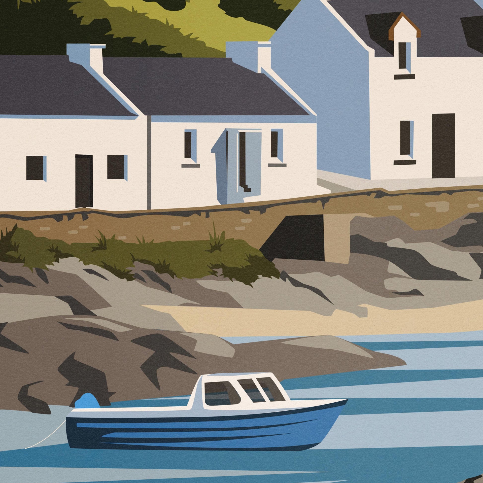 Portnahaven Islay Travel Poster | Coastal Wall Art Print of Scotland | A4 A3 A2 A1 | Matt or Satin Finish