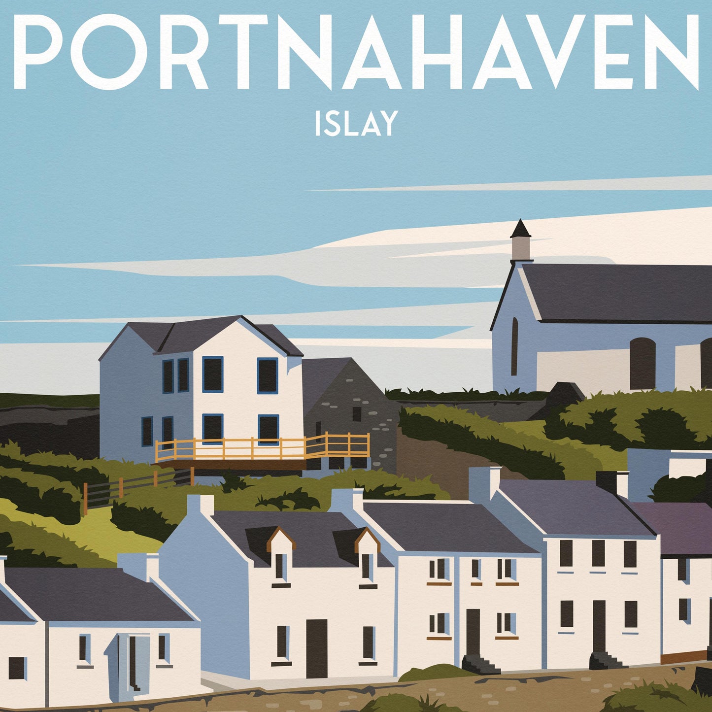 Portnahaven Islay Travel Poster | Coastal Wall Art Print of Scotland | A4 A3 A2 A1 | Matt or Satin Finish