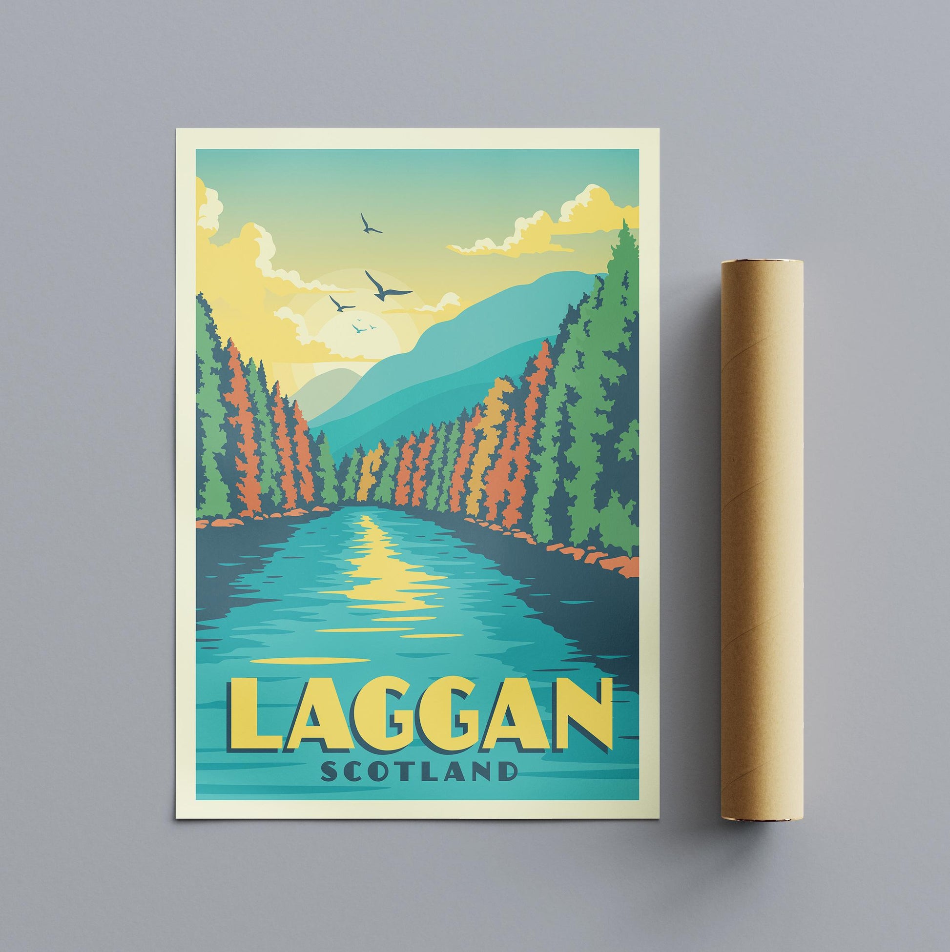 Laggan Scotland Travel Poster – Vintage-Style Wall Art Print – Scenic Highland Landscape
