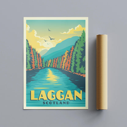 Laggan Scotland Travel Poster – Vintage-Style Wall Art Print – Scenic Highland Landscape