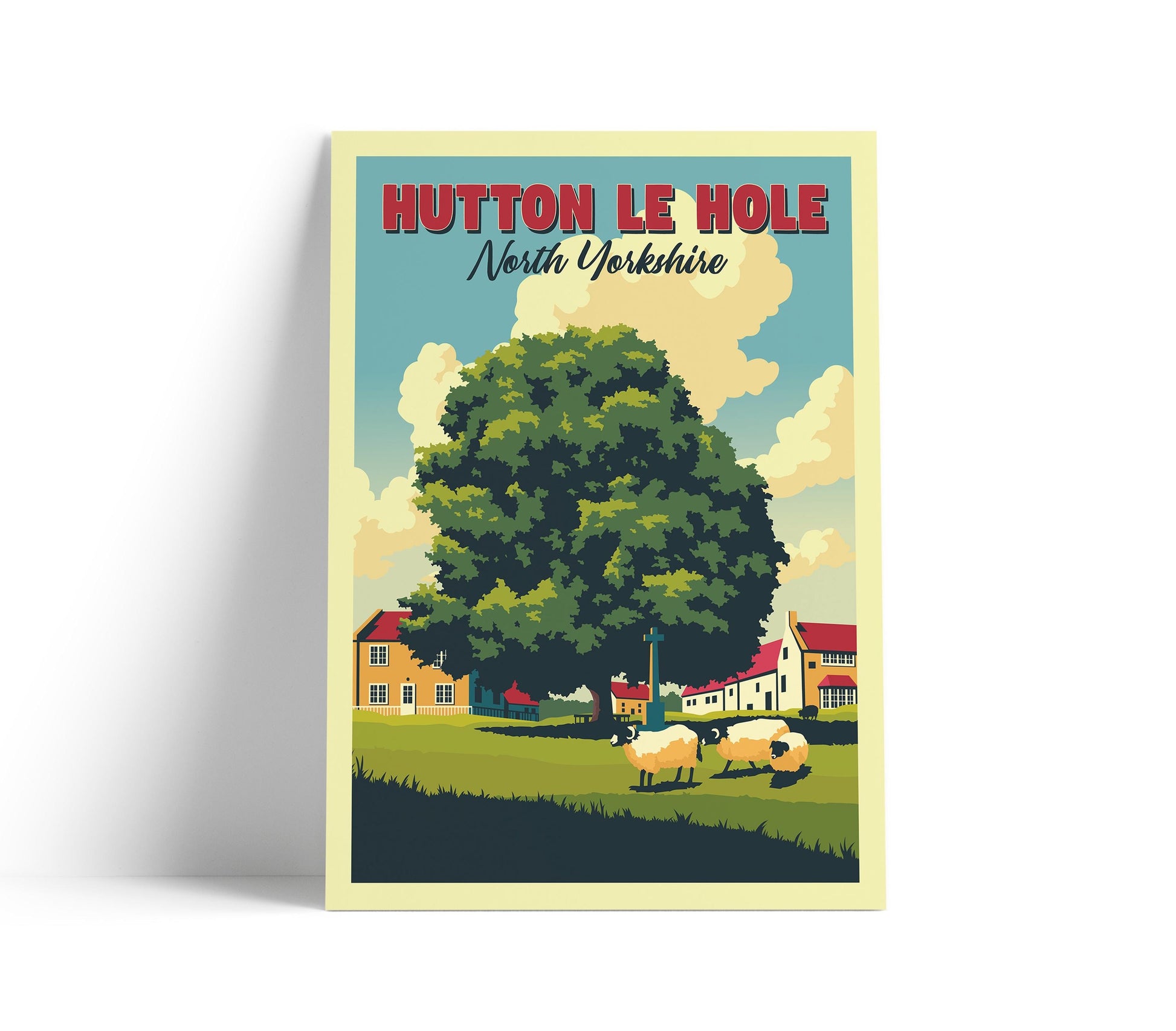 Hutton le Hole North Yorkshire Travel Poster – Vintage-Style Village Wall Art Print – Countryside Landscape