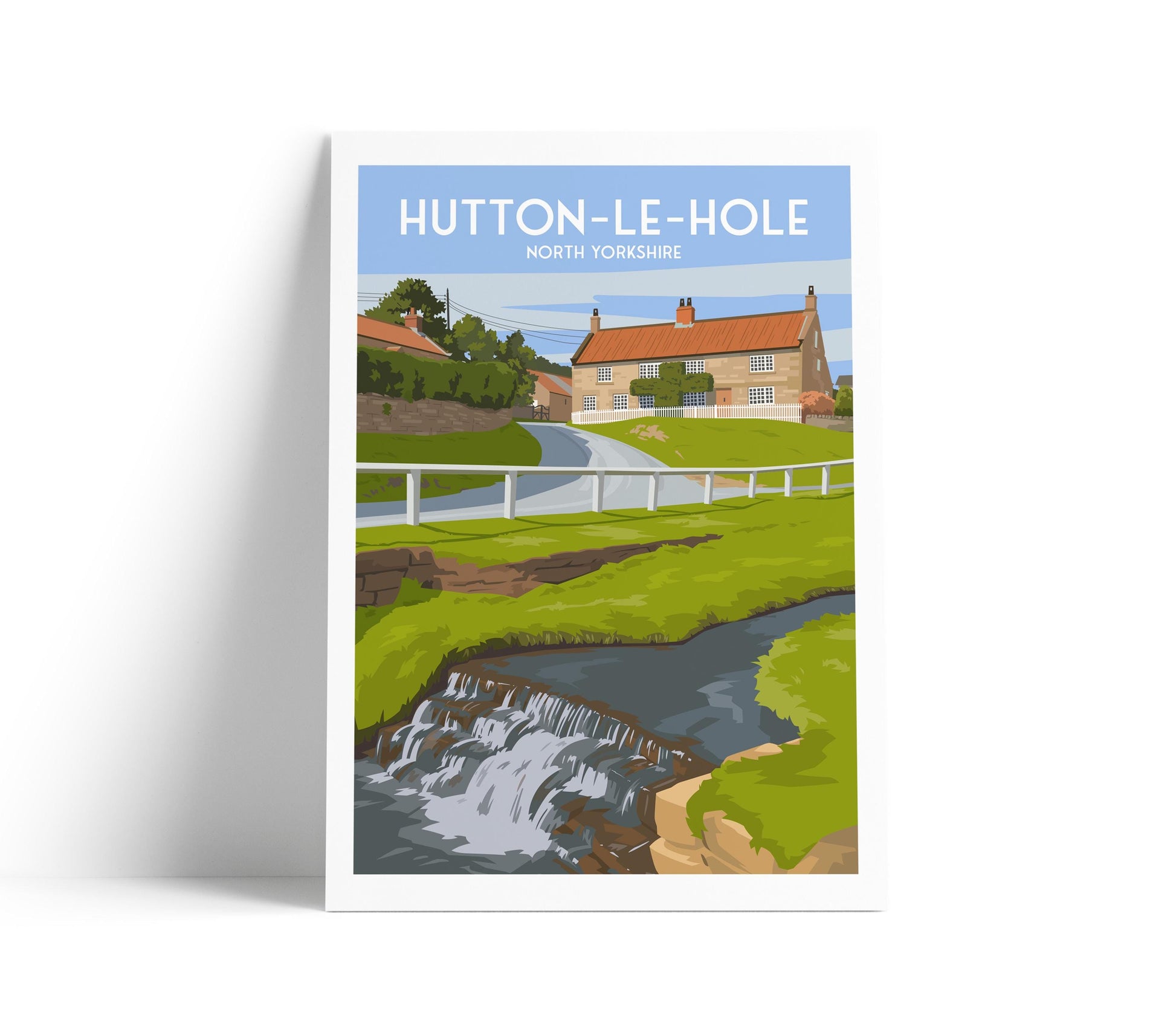 Hutton le Hole North Yorkshire Travel Poster – Vintage-Style Village Wall Art Print – Countryside Landscape