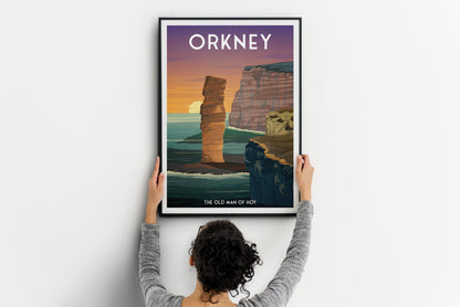 Orkney Scotland Travel Poster: Old Man of Hoy Coastal Print