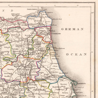 Map of Durham (1844) by Samuel Lewis – Historical County Map Reproduction Wall Art – Vintage Style Poster Print
