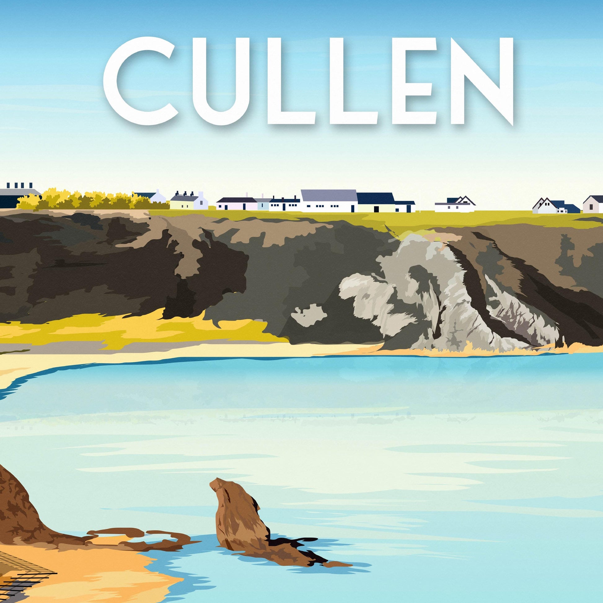 Cullen Print - Moray Firth - Scotland - Travel Poster - Three Kings - Coastal Charm