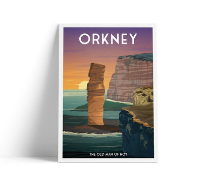 Orkney Scotland Travel Poster: Old Man of Hoy Coastal Print