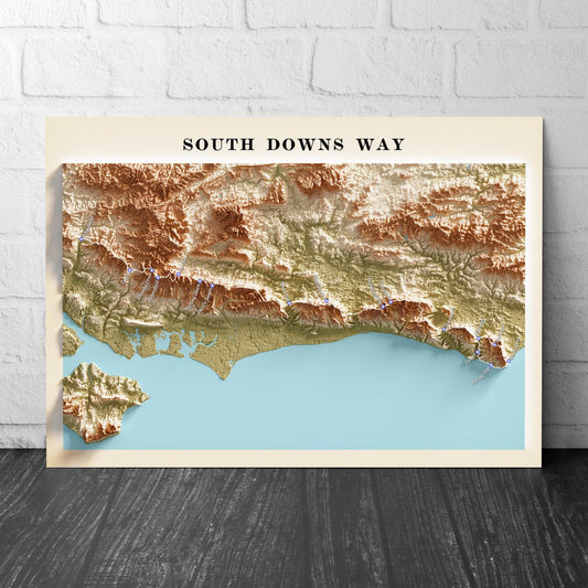 South Downs Way Trail Map Poster | Walking Route Wall Art | A4–A1 | Matt or Satin Finish