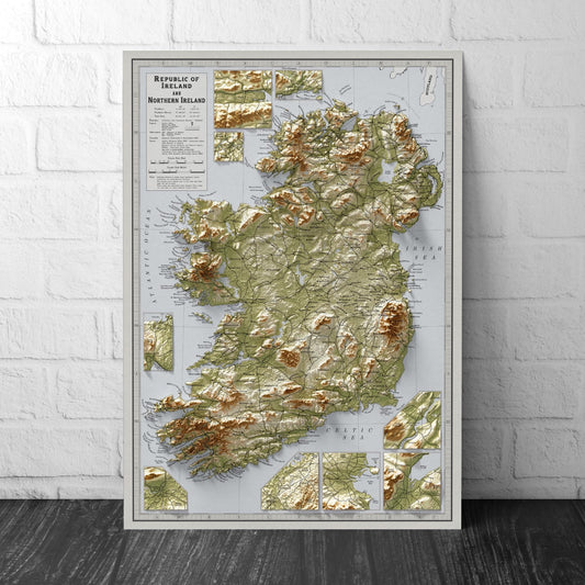 Political Map of Ireland & Northern Ireland – Vintage Style Wall Art Print – A3, A2, A1, 24x18, 32x24 – Matt or Satin Poster