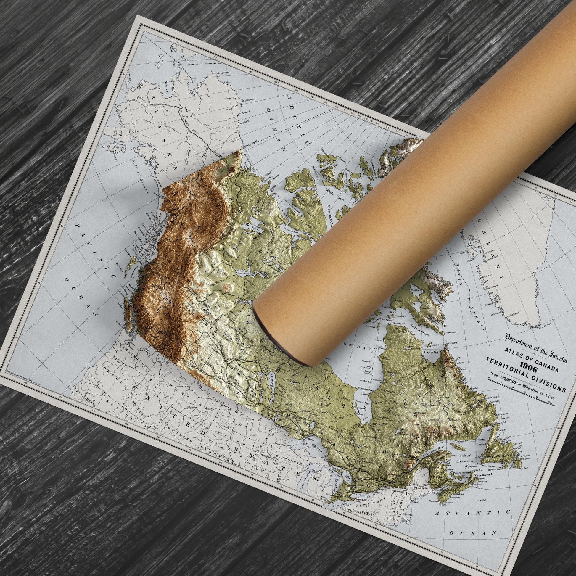 Map of Canada – Vintage Style Wall Art Print – A2, A1 – Matt or Satin Poster