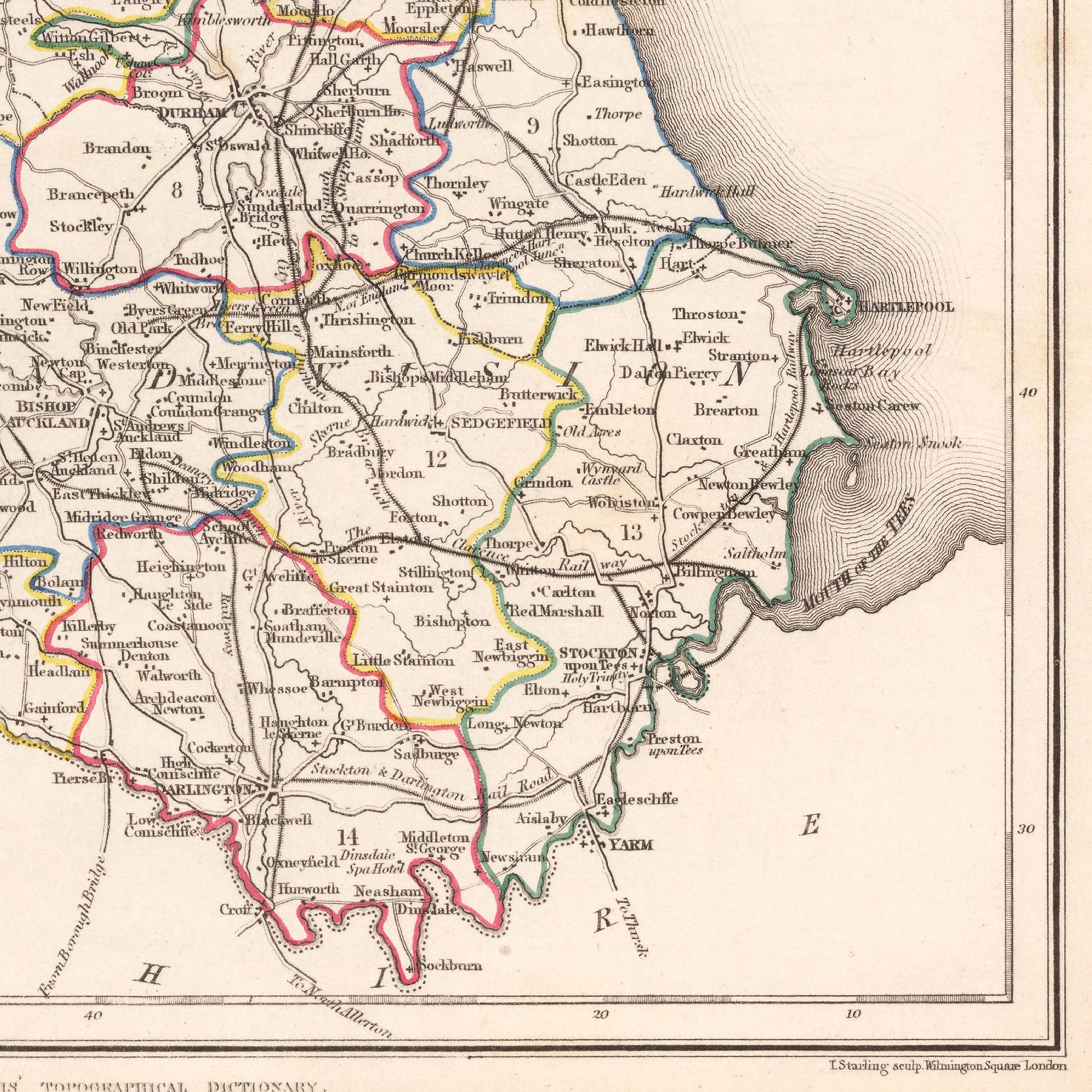 Map of Durham (1844) by Samuel Lewis – Historical County Map Reproduction Wall Art – Vintage Style Poster Print