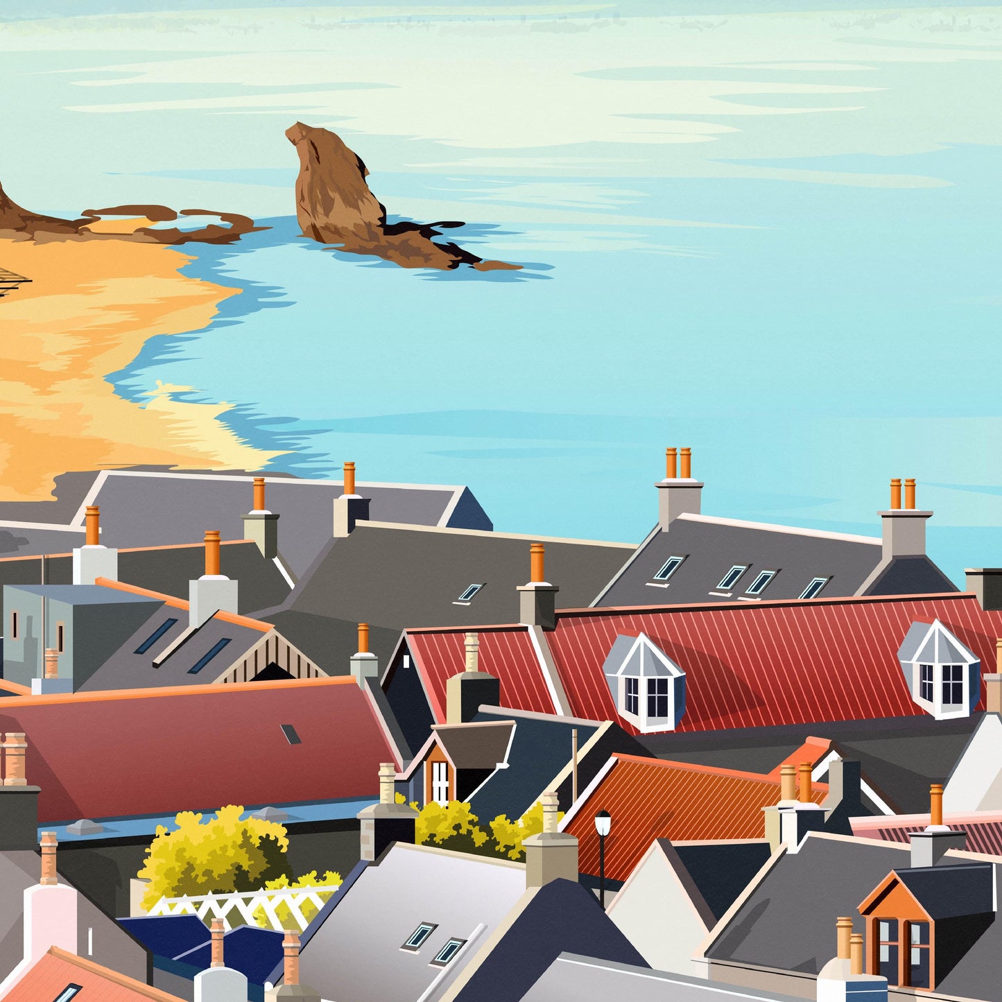 Cullen Print - Moray Firth - Scotland - Travel Poster - Three Kings - Coastal Charm