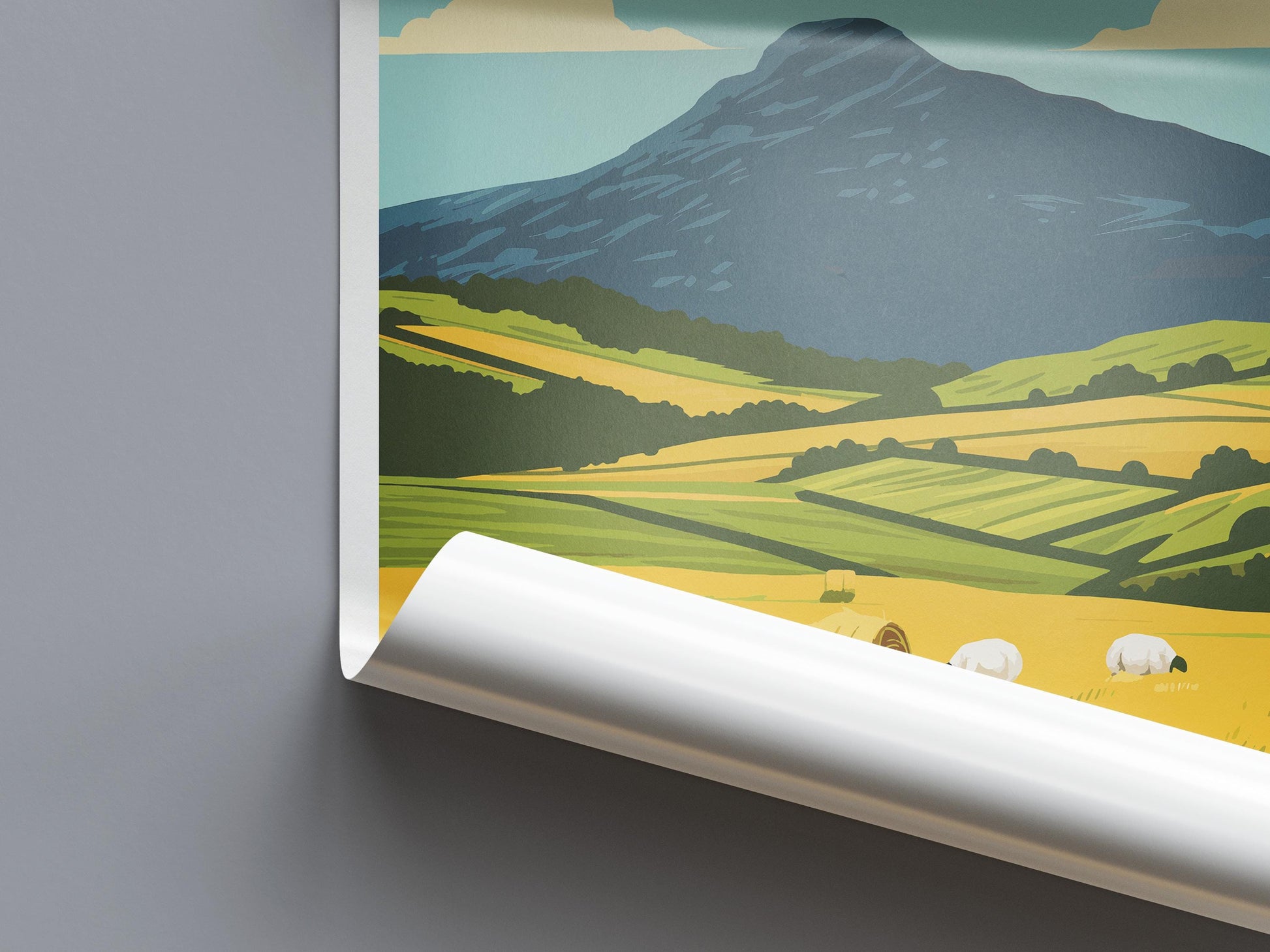 Bennachie Travel Poster, Aberdeenshire Wall Art, Scottish Landscape Print, Vintage Style Illustration (A4–A2)