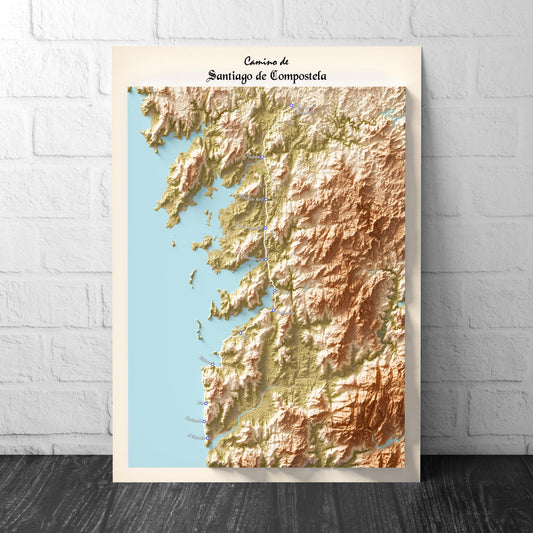 Camino de Santiago Trail Map Print – The Way of St James (A Guarda to Santiago de Compostela)