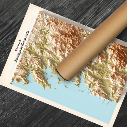 Camino de Santiago Trail Map Print – The Way of St James (A Guarda to Santiago de Compostela)