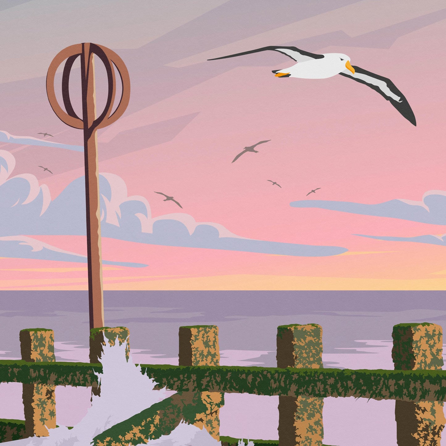 Aberdeen Travel Poster – Scottish Coast Wall Art Print