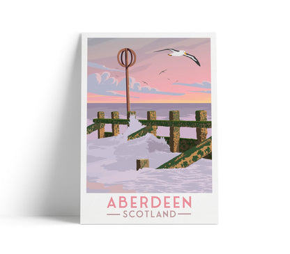 Aberdeen Travel Poster – Scottish Coast Wall Art Print