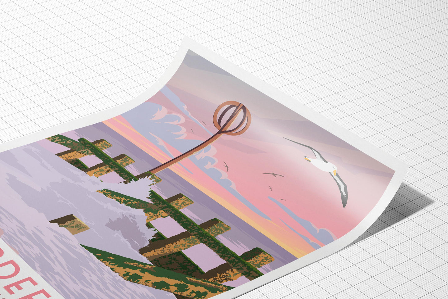 Aberdeen Travel Poster – Scottish Coast Wall Art Print